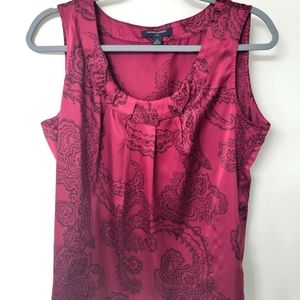 Banana Republic Petite Burgundy & Black Paisley Print Sleeveless Blouse Size PM